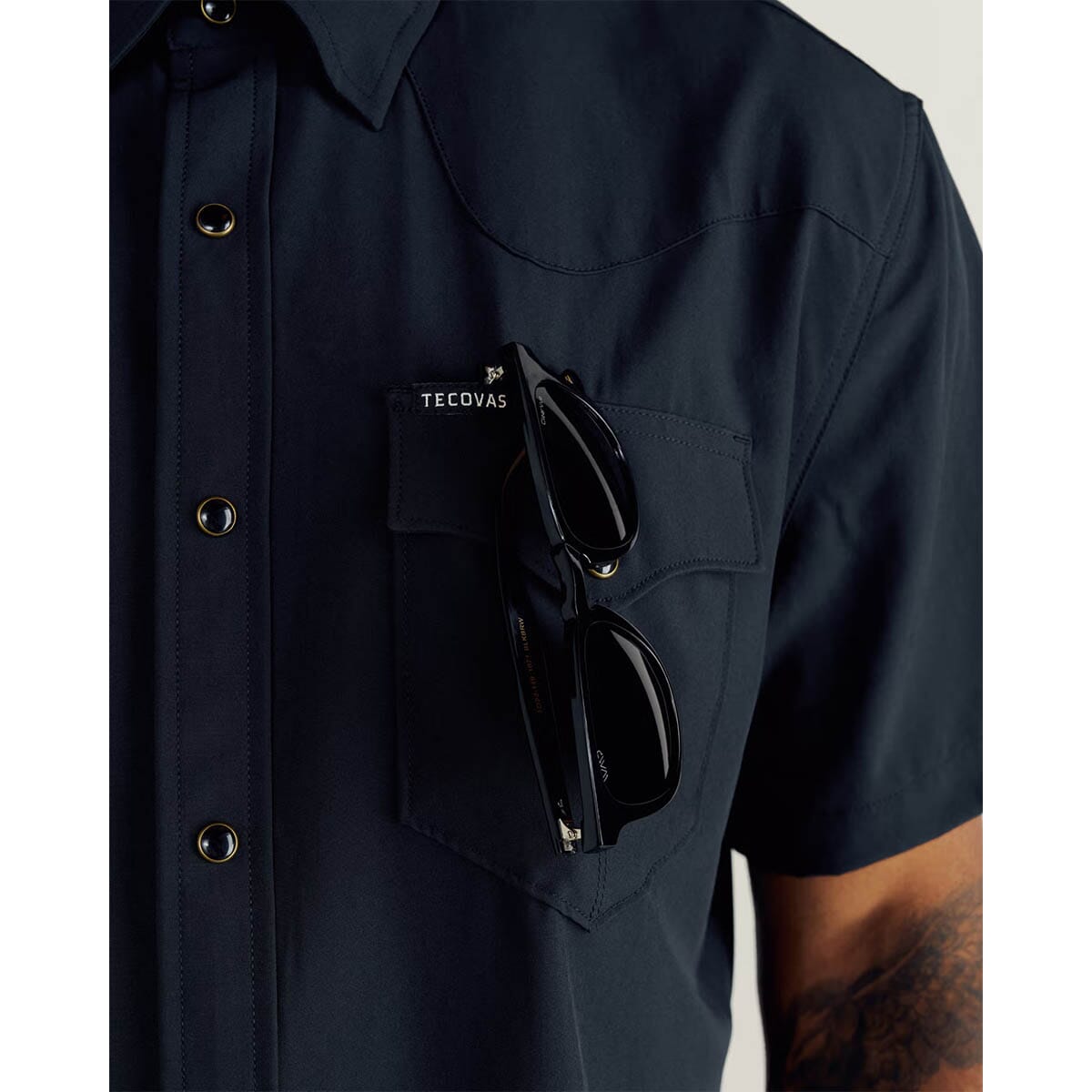 Tecovas Men's Performance Western SS Pearl Snap Shirt - Black