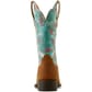 10051037 Ariat Women's Round Up Western Boots - Chestnut/Flamingos