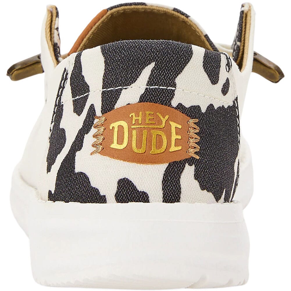 41037-11G Hey Dude Women's Wendy Animal Casual Shoes - White/Black Cow Print