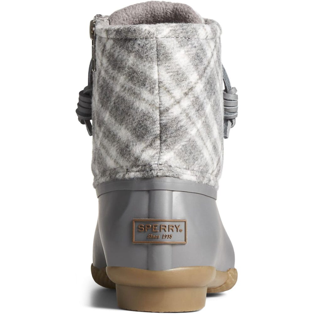 STS87766 Sperry Women's Saltwater Plaid Wool Duck Boots - Grey