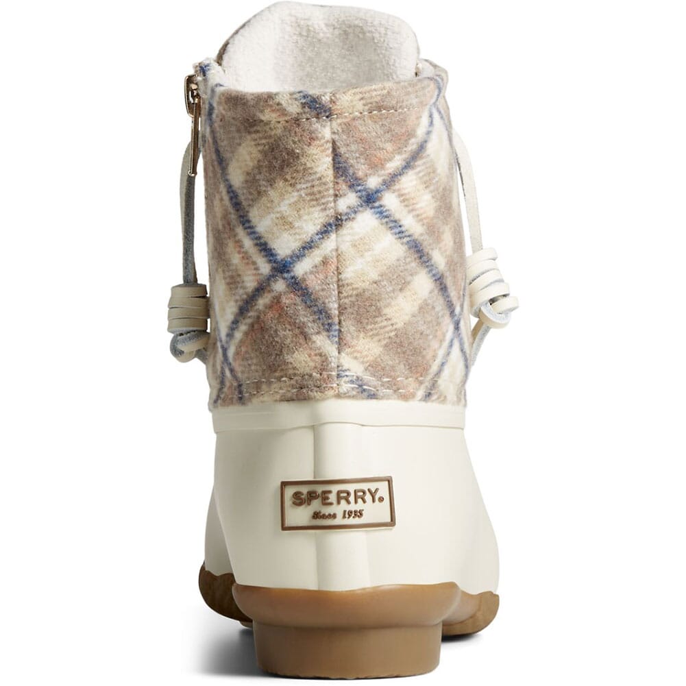 STS87767 Sperry Women's Saltwater Plaid Wool Duck Boots - Ivory