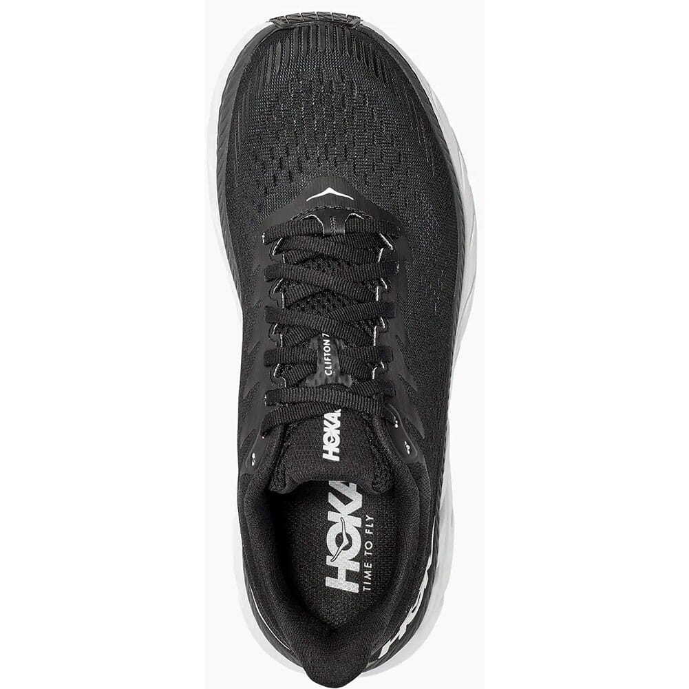 1110535-BWHT Hoka One One Women's Clifton 7 Wide Running Shoes - Black/White