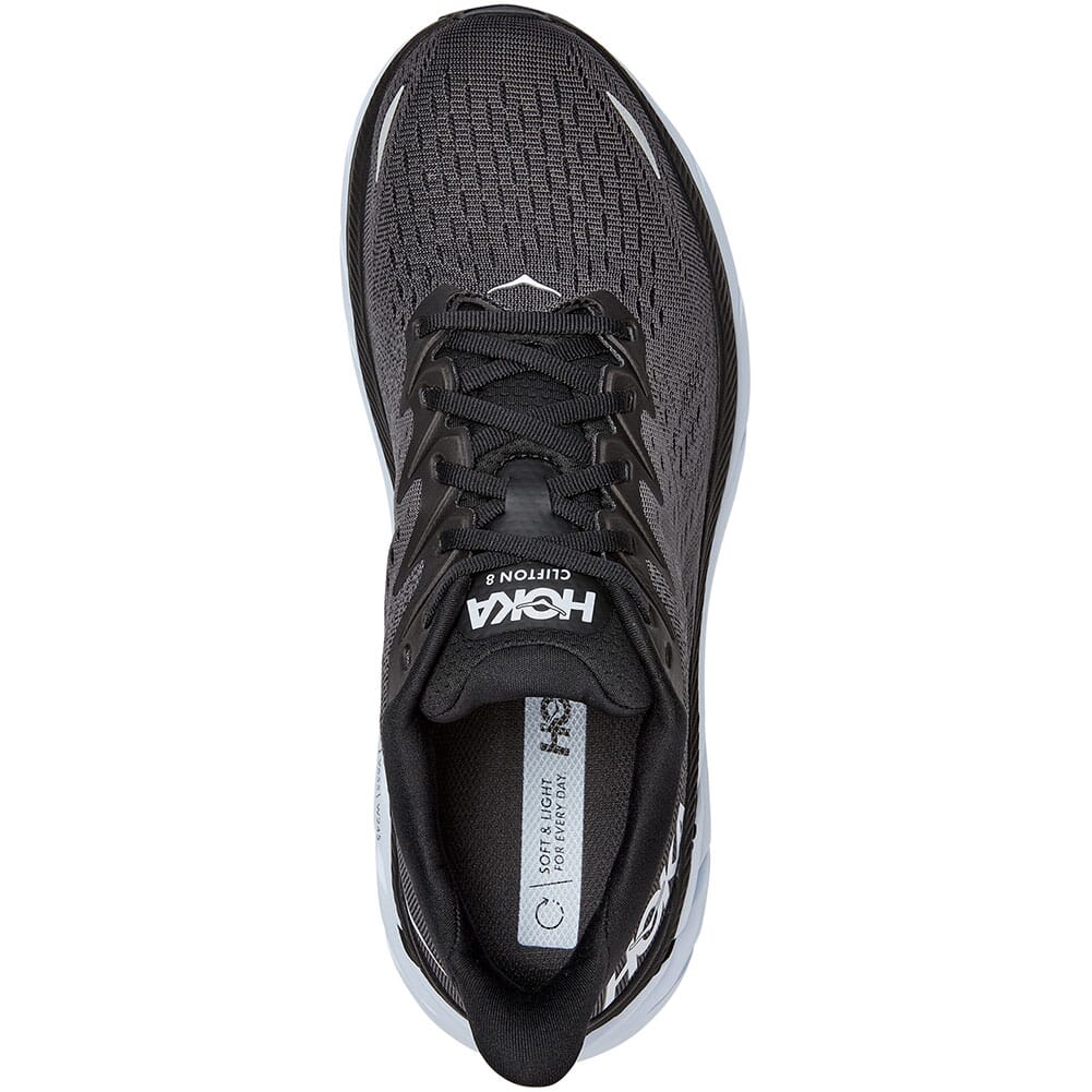1119393-BWHT Hoka One One Men's Clifton 8 Athletic Shoes - Black/White