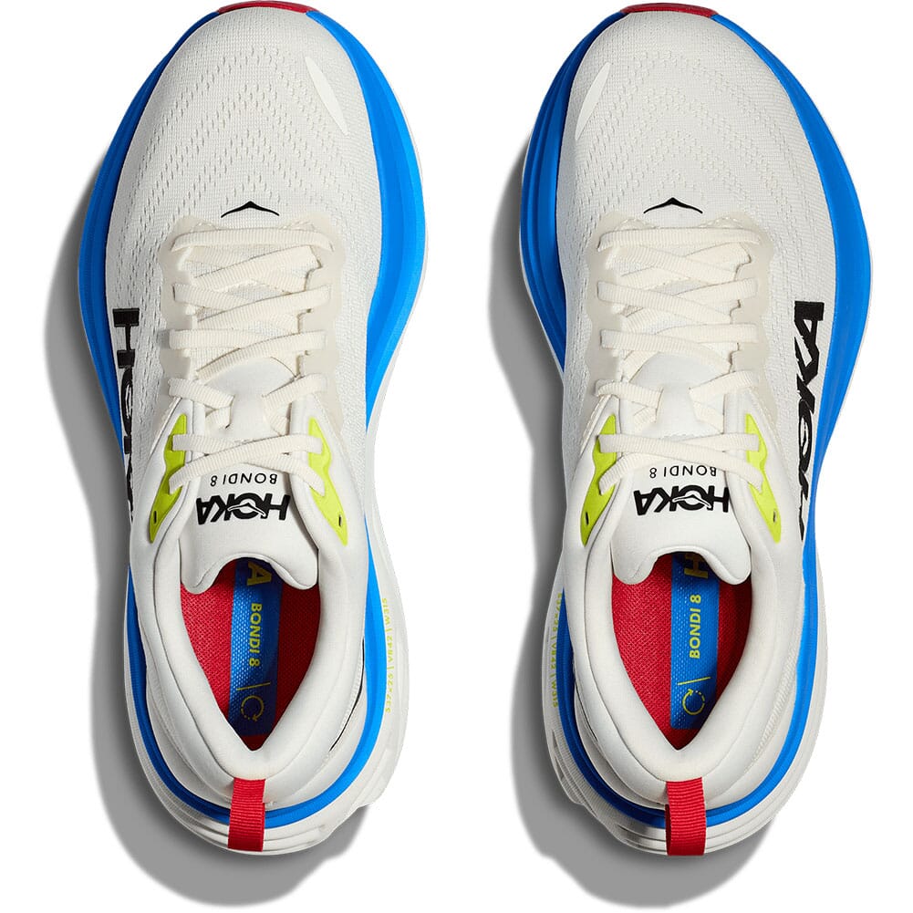 1123202-BVR Hoka Men's Bondi 8 Athletic Shoes - Blanc/Blue
