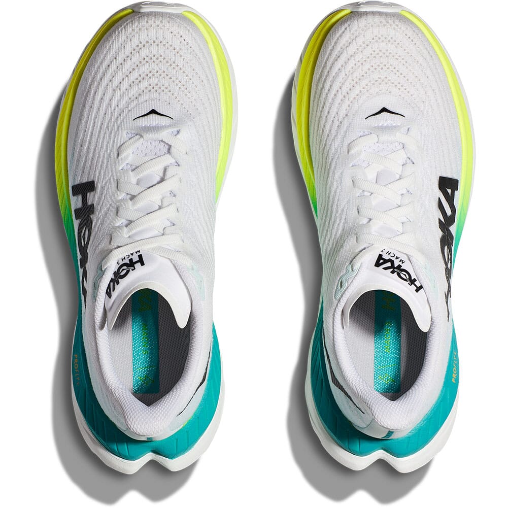 1127894-WBGL Hoka Women's Mach 5 Running Shoes - White/Blue Glass