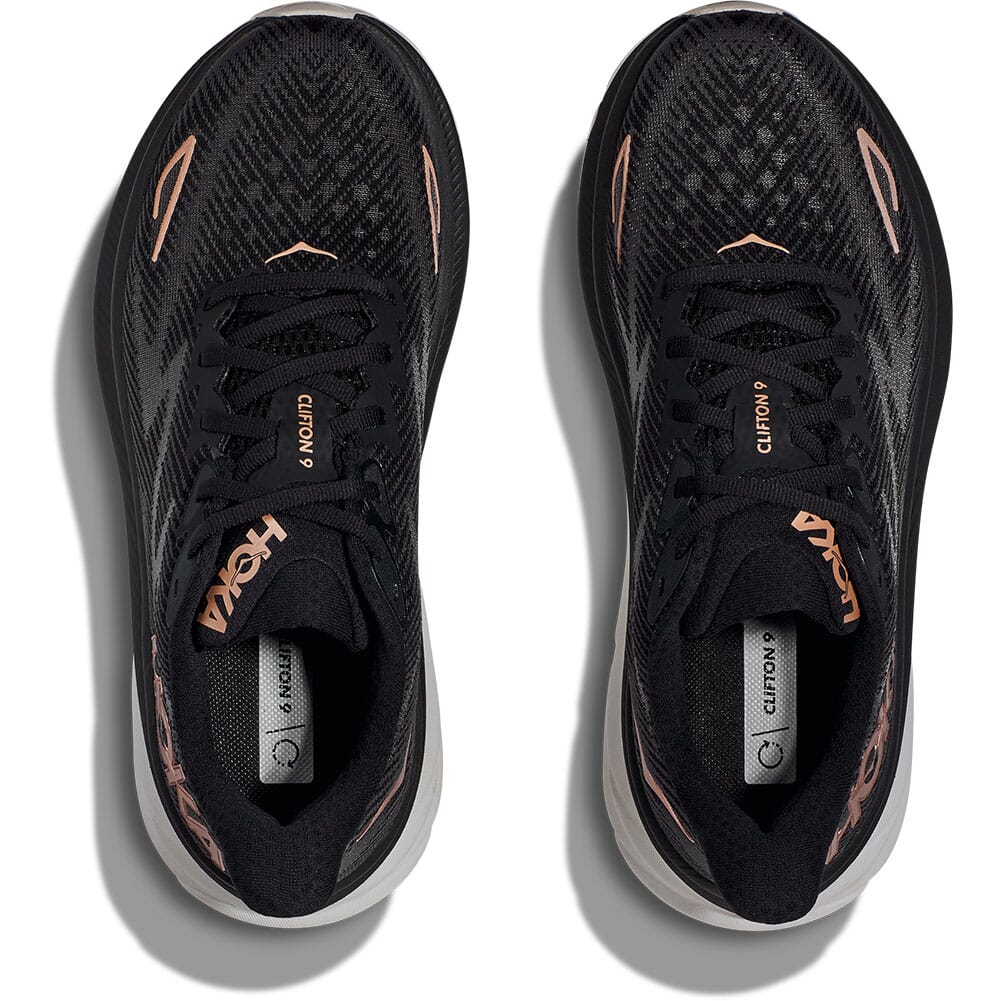 1127896-BRGL Hoka Women's Clifton 9 Running Shoes - Black/Rose Gold