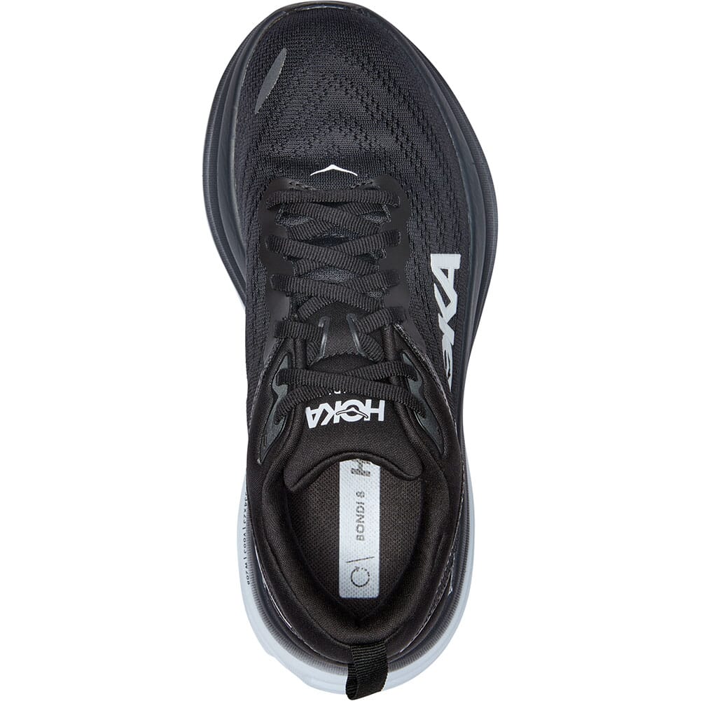 1127954-BWHT Hoka One One Women's Bondi 8 Wide Athletic Shoes - Black/White