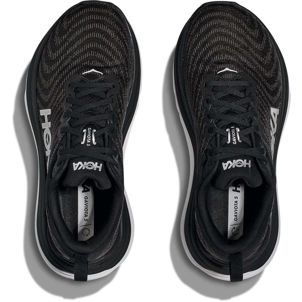 1134270-BWHT Hoka Women's Gaviota 5 Wide Running Shoes - Black/White