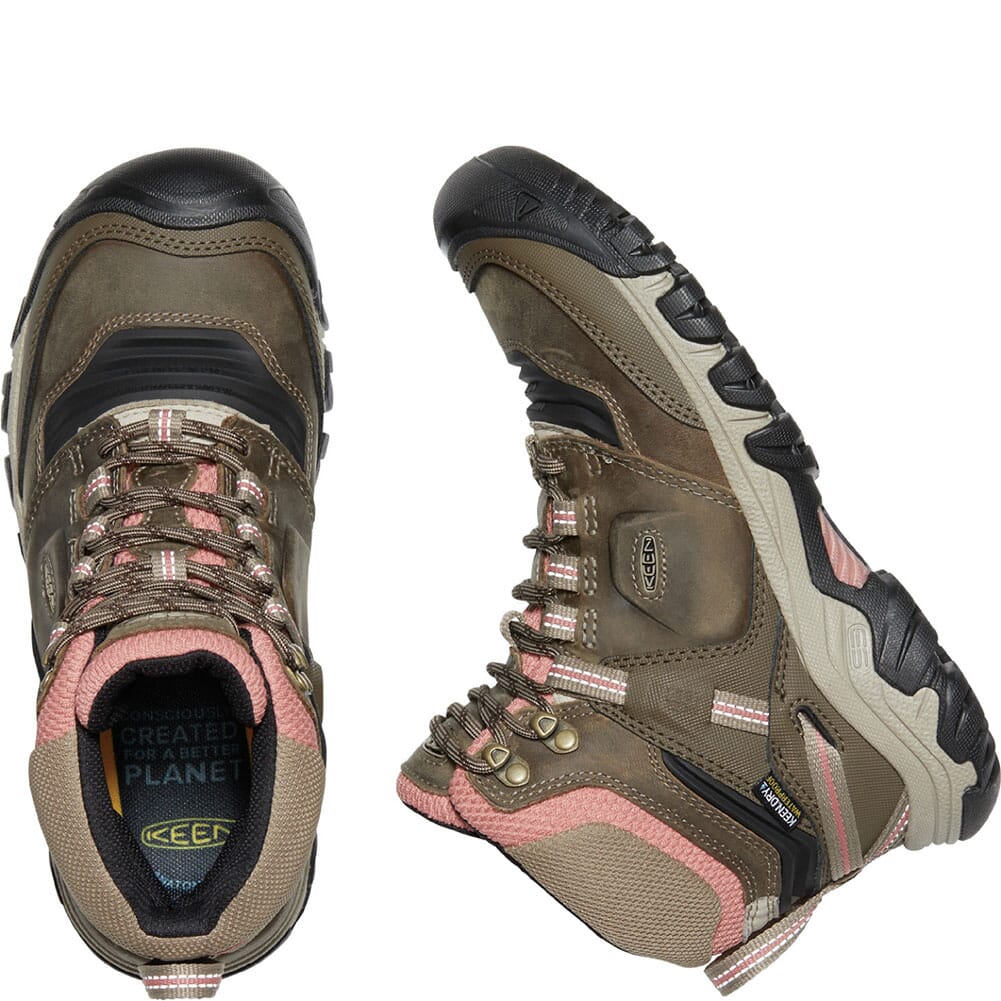 1024921 KEEN Women's Ridge Flex WP Hiking Boots - Timberwolf/Brick Dust