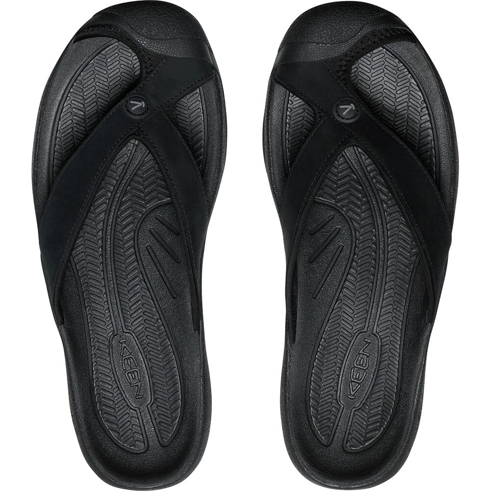 1029129 KEEN Men's Waimea Leather Flip Flops - Black/Black