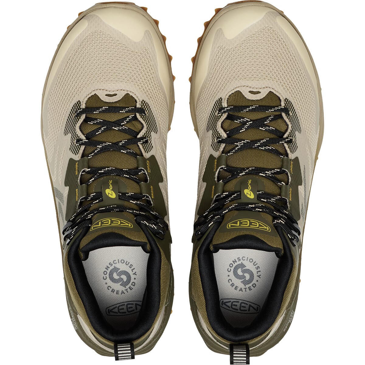 根底 KEEN Men's Zionic NXT WP Mid Hiking Shoes - Brindle/Lemon Curry
