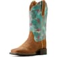 10051037 Ariat Women's Round Up Western Boots - Chestnut/Flamingos