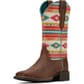 10061221 Ariat Women's Round Up StretchFit Western Boots - Tan/Bubblegum Serape