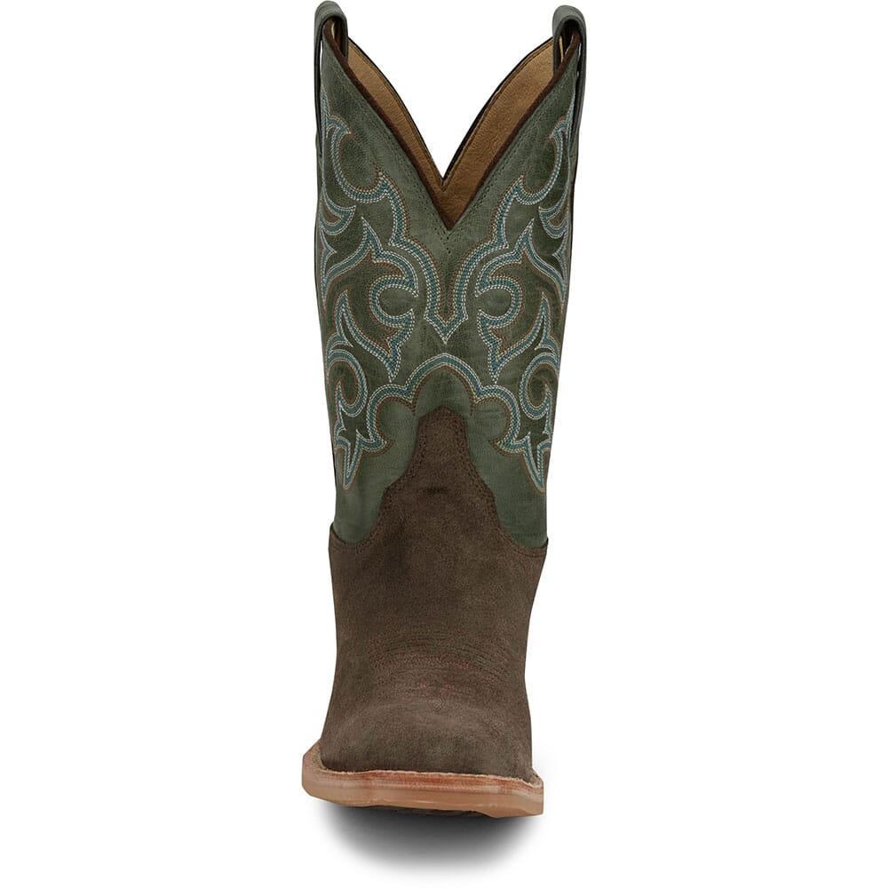 BR386 Justin Men's Fergus Western Boots - Antique Green/Chocolate
