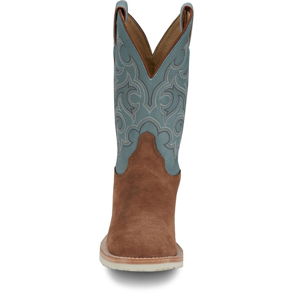 BR390 Justin Men's Alamo Western Boots - Golden Tan/Sky Blue