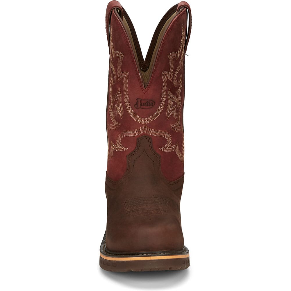 CR4007 Justin Original Men's Resistor Safety Boots - Carmine Red/ Brown