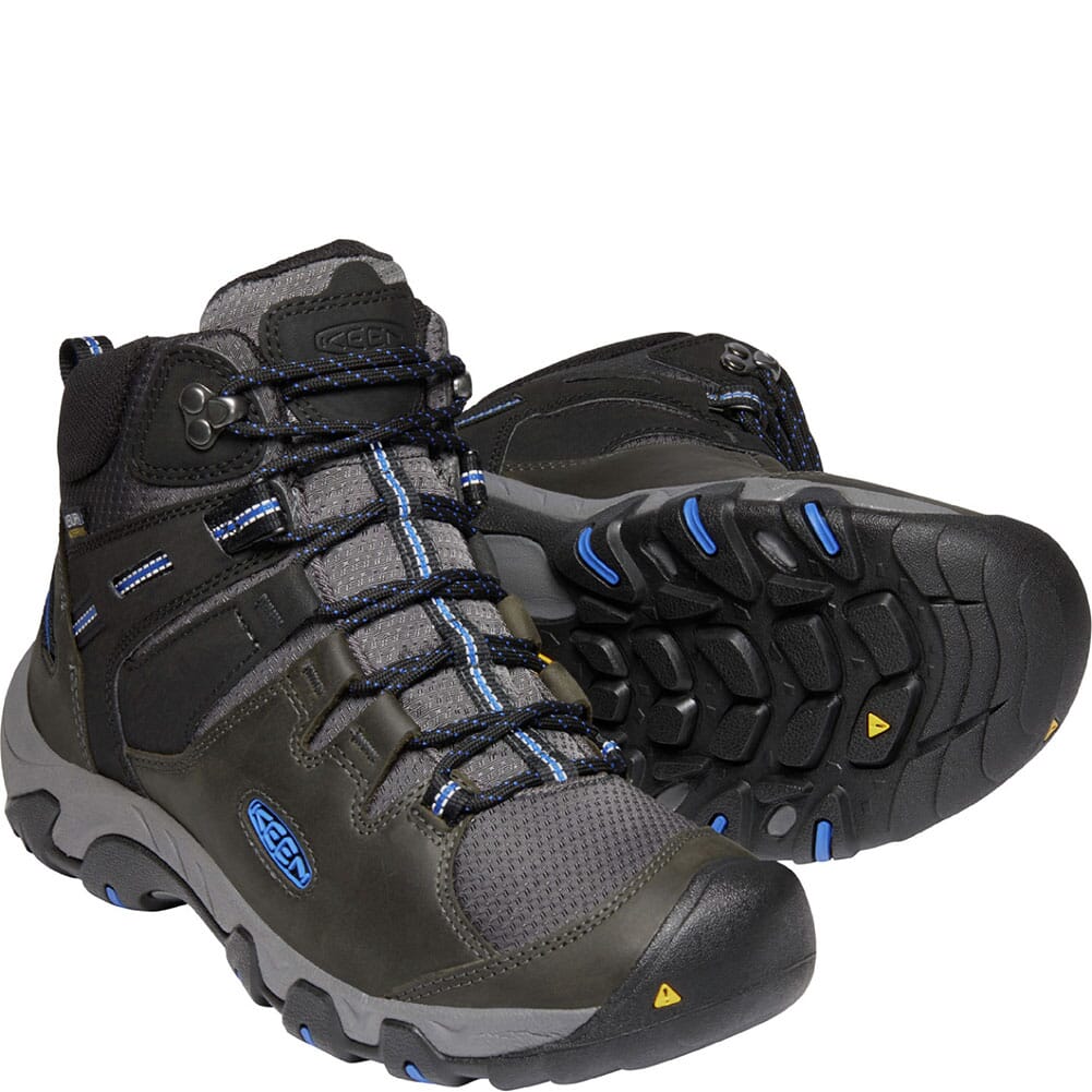 1022326 KEEN Men's Steens Leather WP Hiking Boots - Magnet/Sky Diver