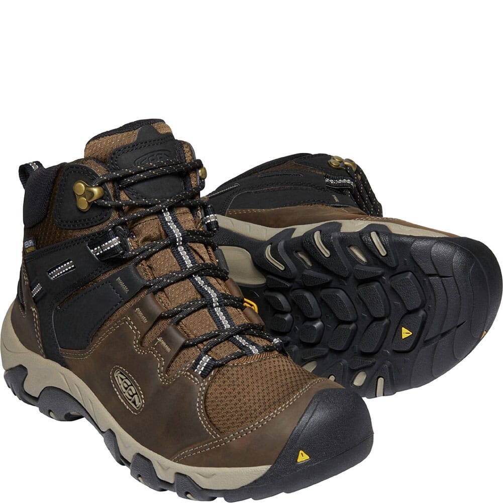 1022327 KEEN Men's Steens Leather WP Hiking Boots - Canteen/Black