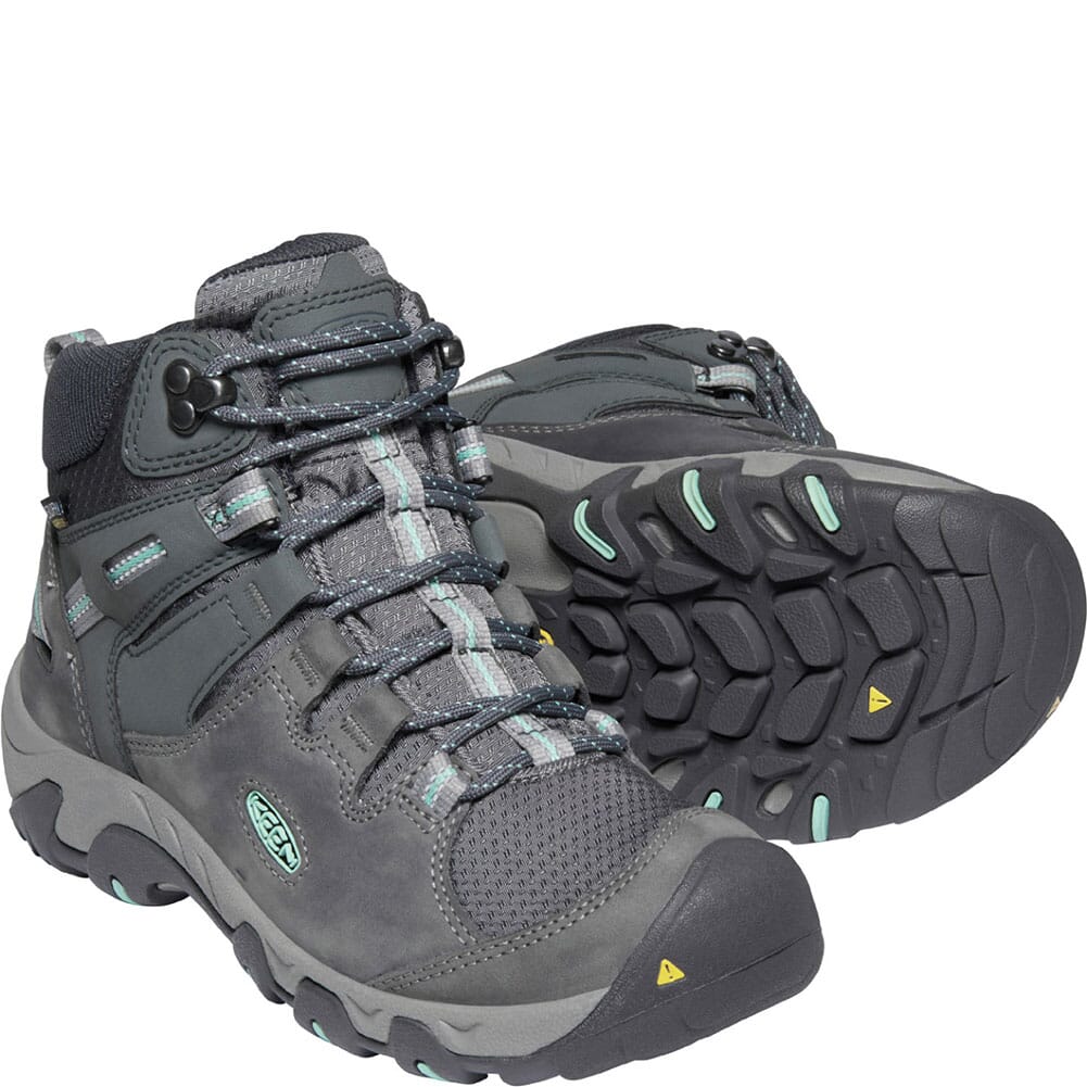 1022332 KEEN Women's Steens Leather WP Hiking Boots - Steel Grey/Ocean Wave