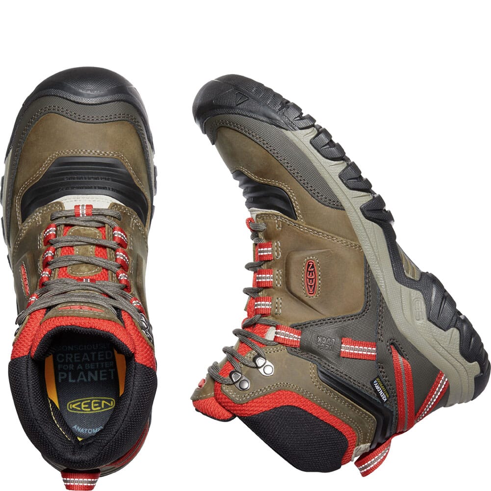 1024914 KEEN Men's Ridge Flex WP Hiking Boots - Dark Olive/Ketchup