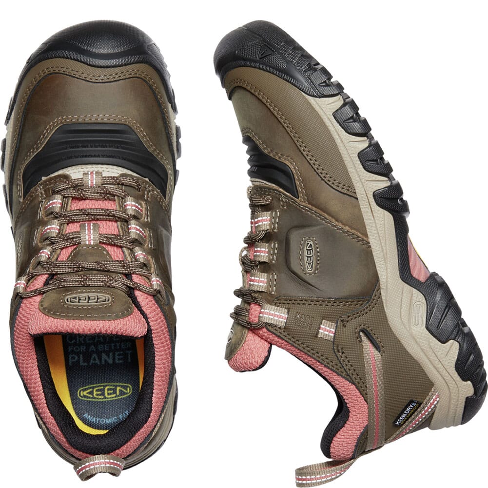 1025295 KEEN Women's Ridge Flex WP Hiking Boots - Timberwolf/Brick Dust