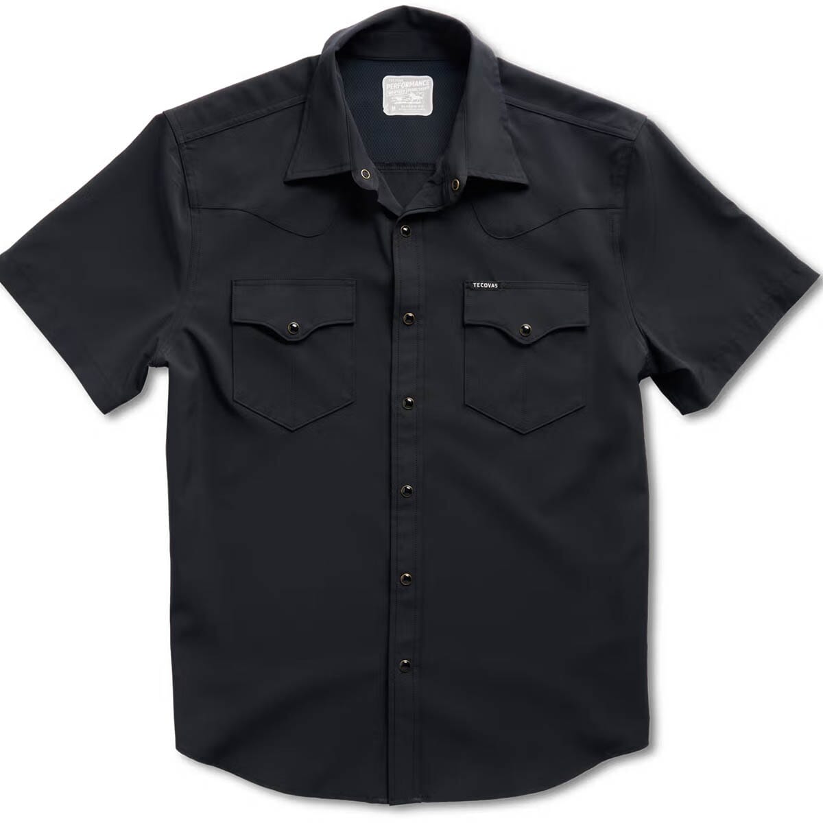 Tecovas Men's Performance Western SS Pearl Snap Shirt - Black