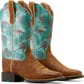 10051037 Ariat Women's Round Up Western Boots - Chestnut/Flamingos
