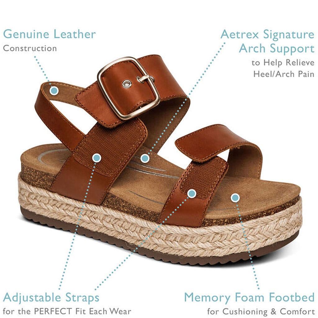 Aetrex Women's Vania Arch Support Platform Sandals - Cream