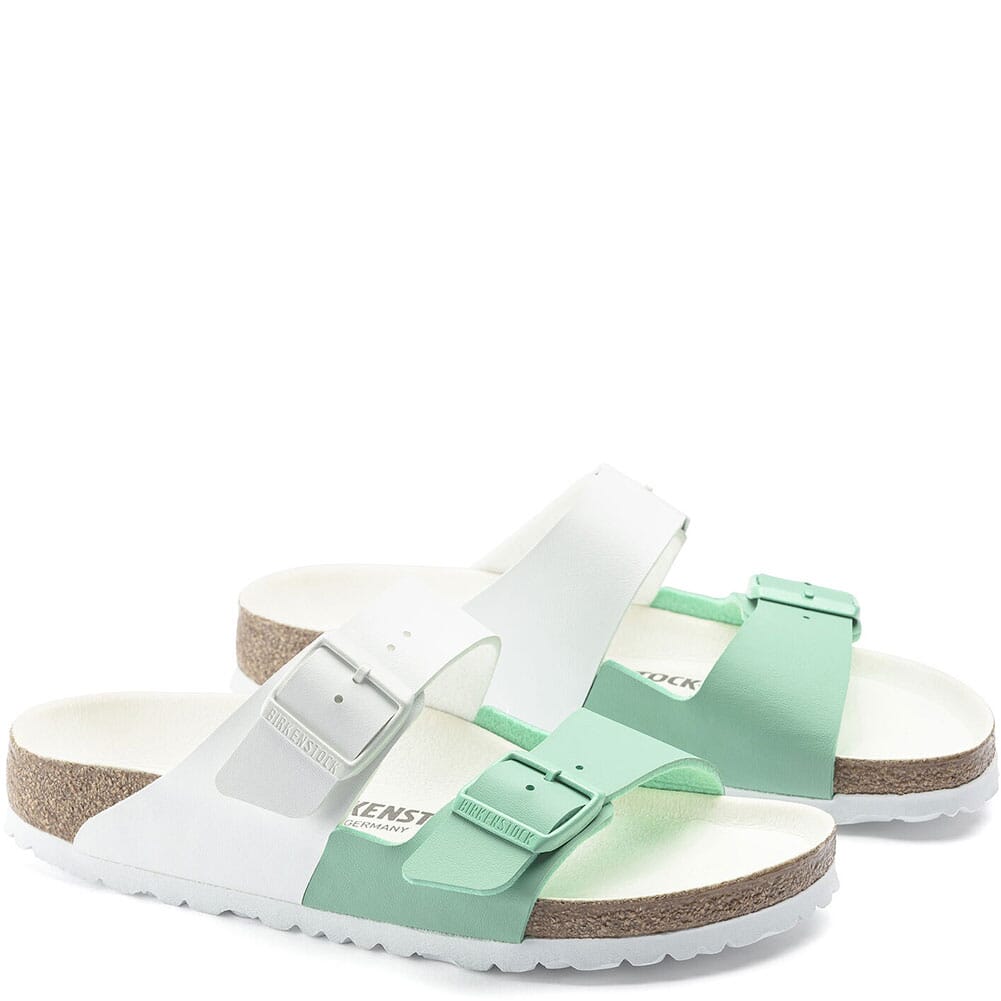 1019674 Birkenstock Women's Arizona Split Sandals - White/Jade