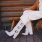 Dingo Women's Buckle Bunny Suede Boots - White