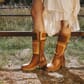 Dingo Women's Patches Leather Boots - Tan