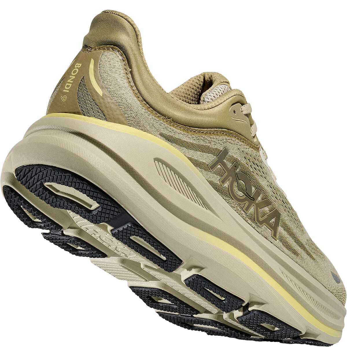 HOKA Men's Bondi 9 Wide Athletic Shoes - Grassland/Oyster Mushroom