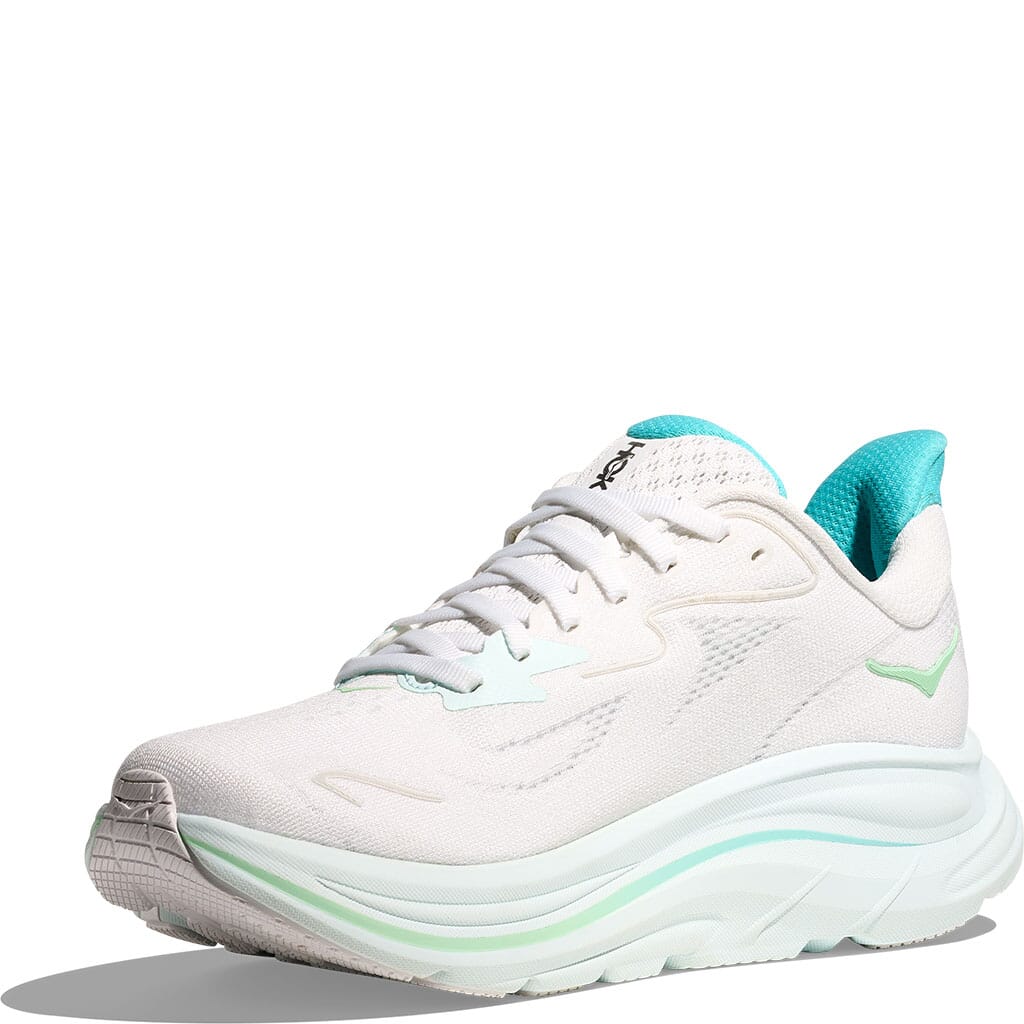 Hoka Women's Clifton 10 Wide Athletic Shoes - White/Cielo