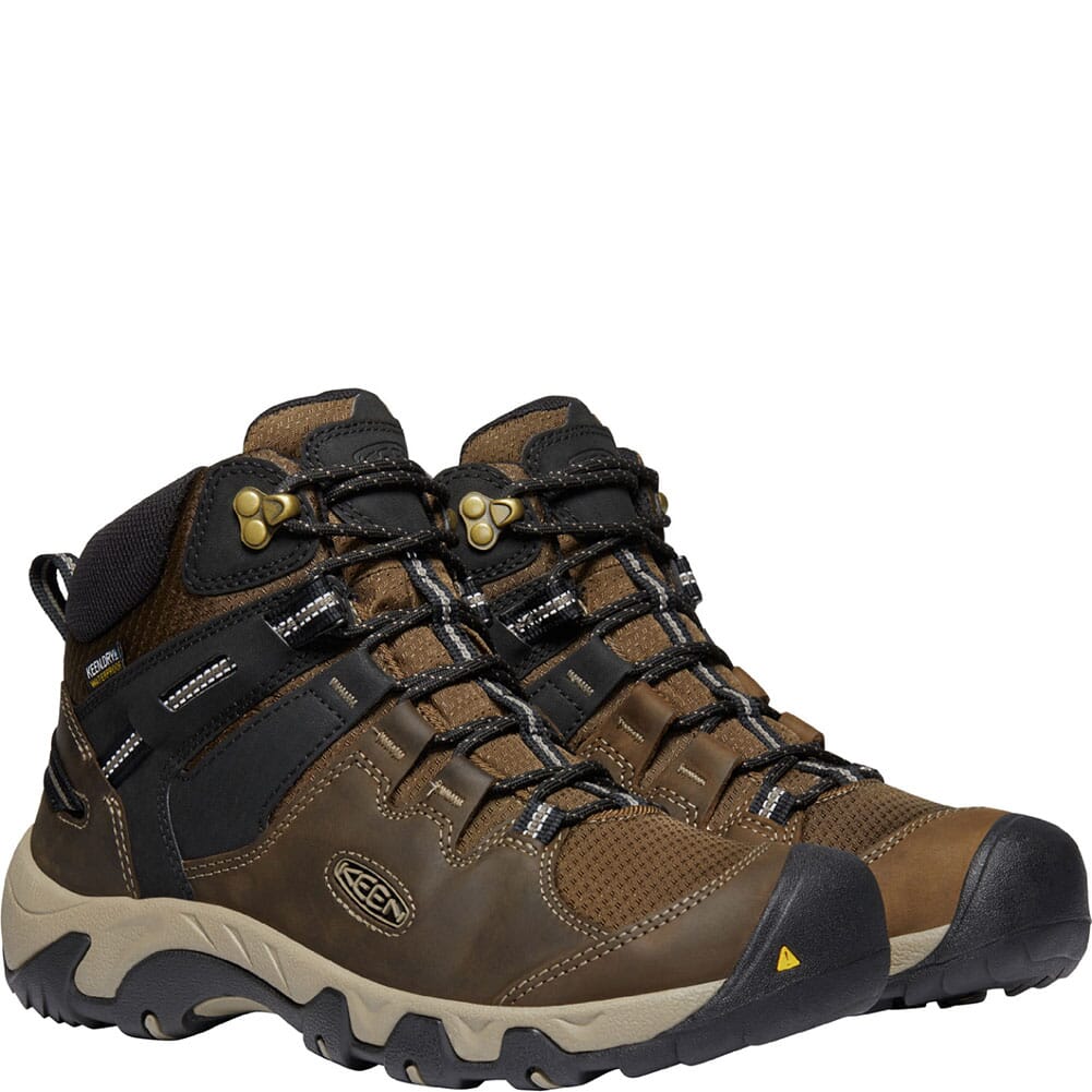 1022327 KEEN Men's Steens Leather WP Hiking Boots - Canteen/Black