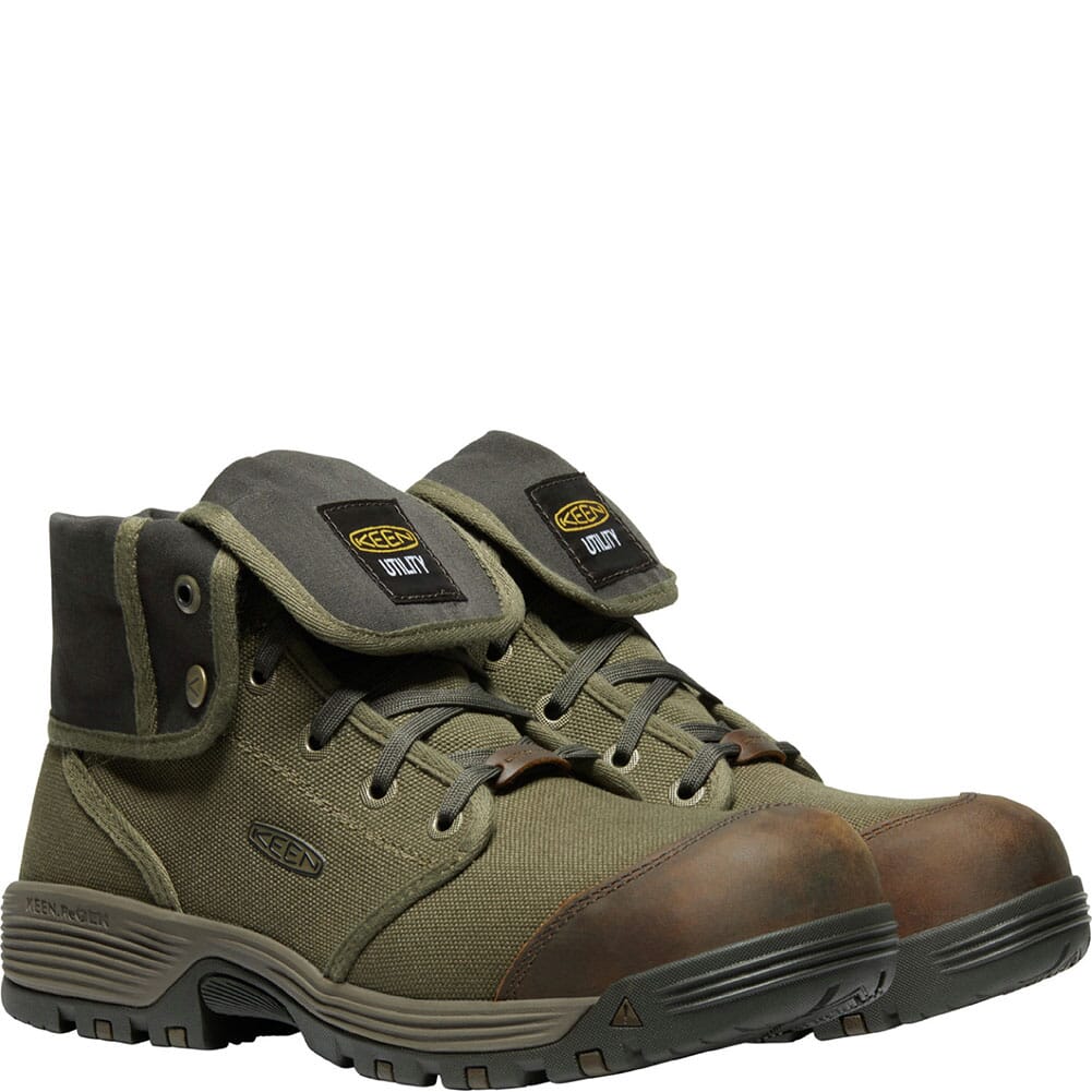 1026364 KEEN Utility Men's Roswell Mid Safety Boots - Olive/Black Olive