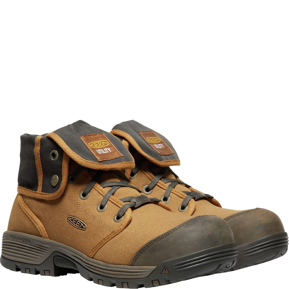 1026365 KEEN Utility Men's Roswell Mid Safety Boots - Almond/Black Olive