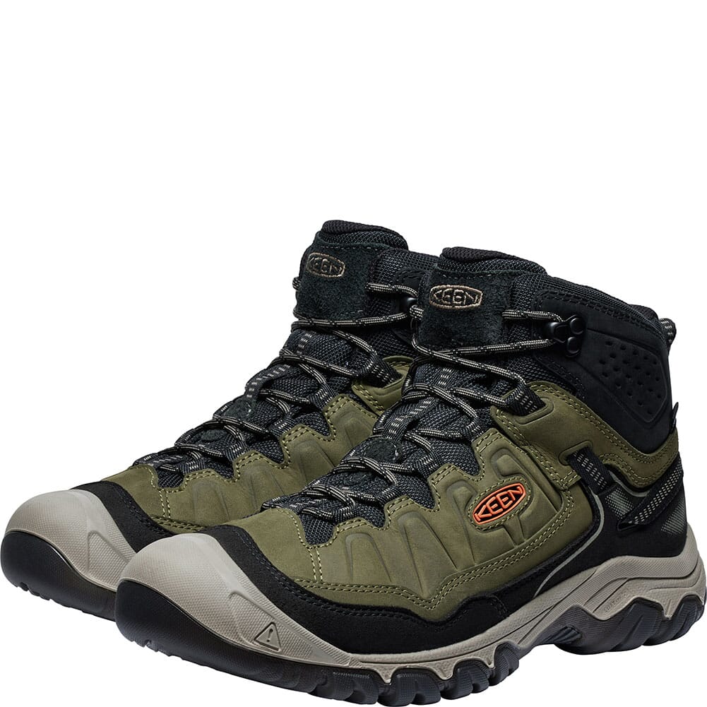 1028987 KEEN Men's Men's Targhee IV WP Hiking Boots - Dark Olive/Gold Flame
