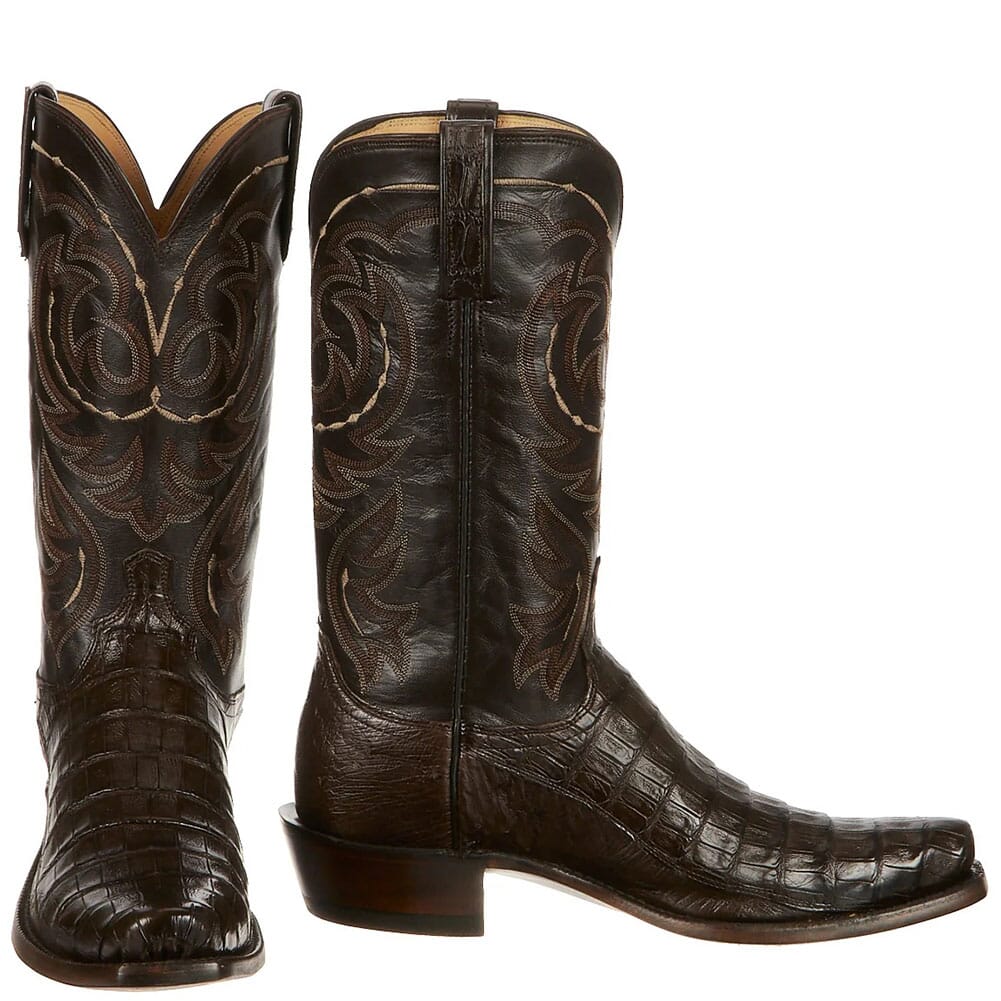 N1140-73 Lucchese Men's Douglas Ostrich Western Boots - Dark Brown