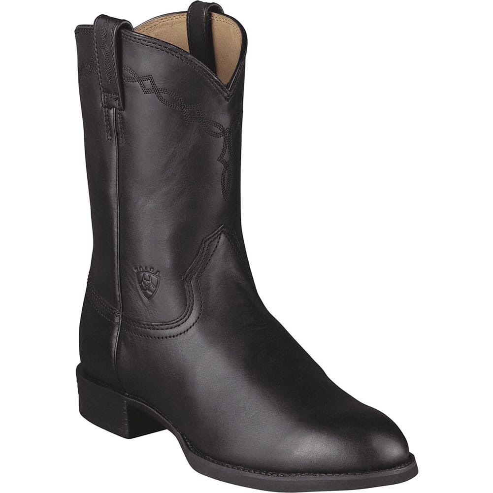 Ariat Men's Heritage Round Toe Western Ropers - Black | elliottsboots