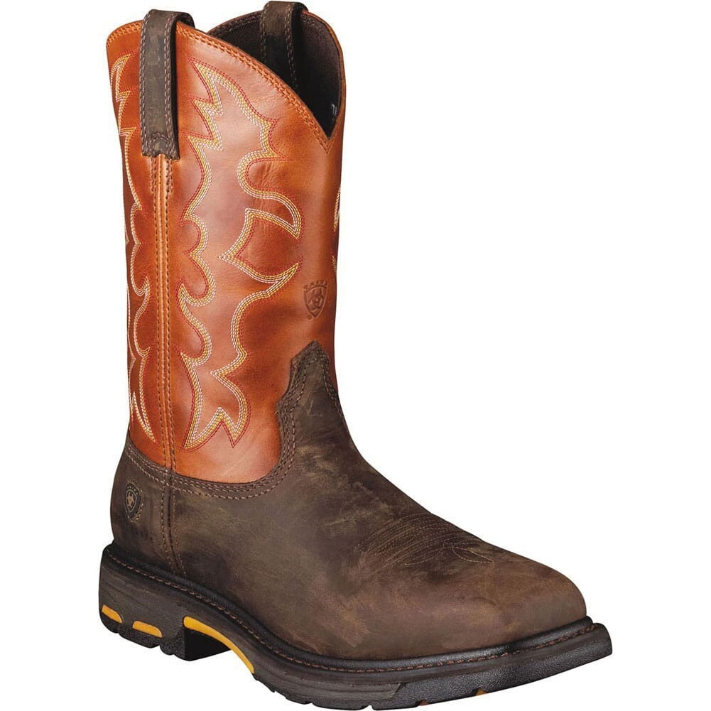 Ariat Men's Workhog Safety Boots - Dark Earth/Brick | elliottsboots