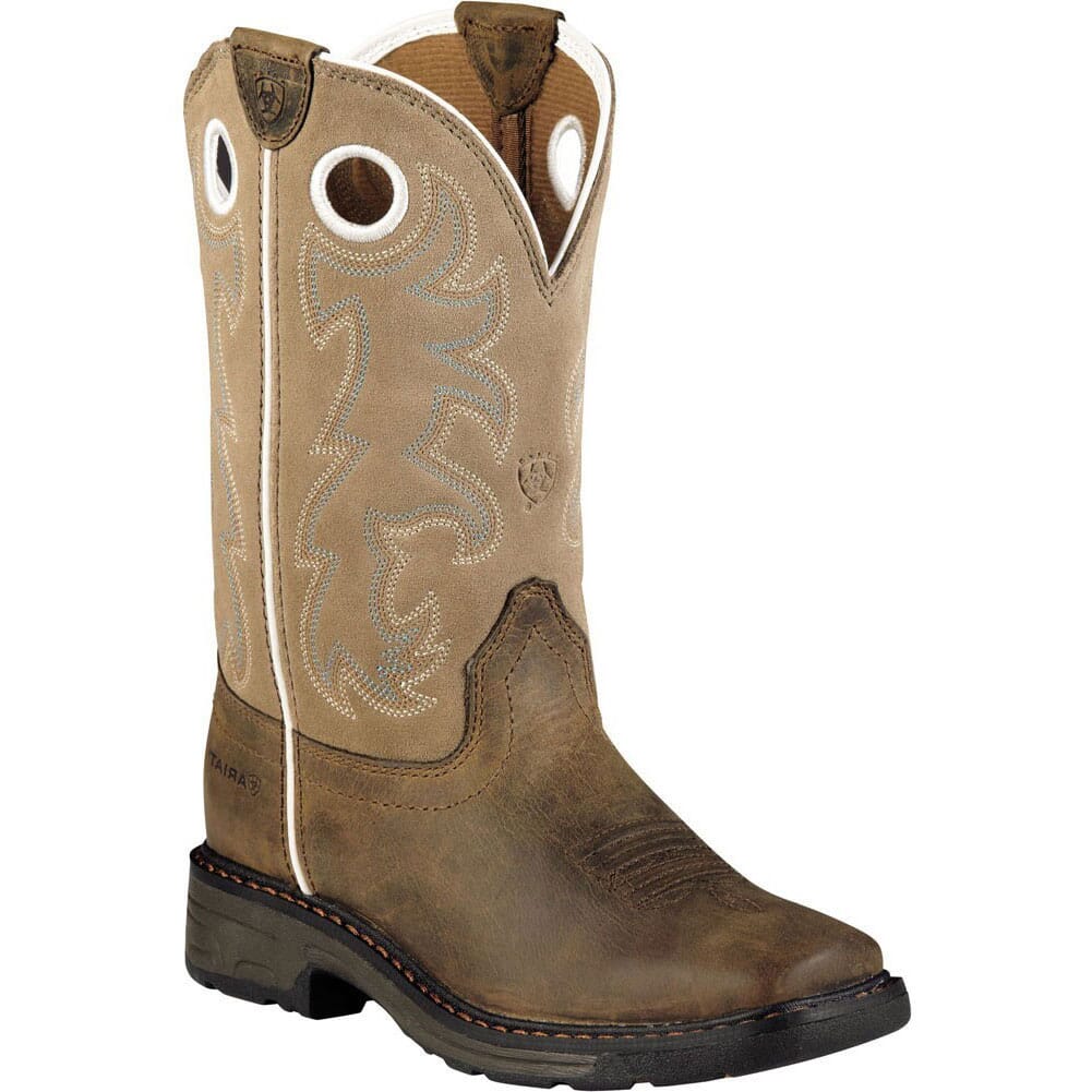 Ariat Youth Workhog Western Boots - Beige/Brown | elliottsboots