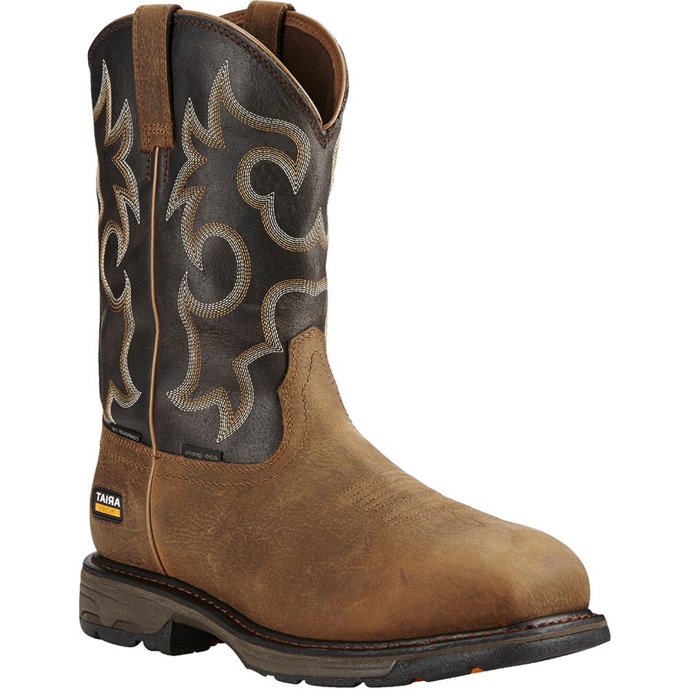 Ariat Men's WorkHog WP Safety Boots - Rye Brown | elliottsboots