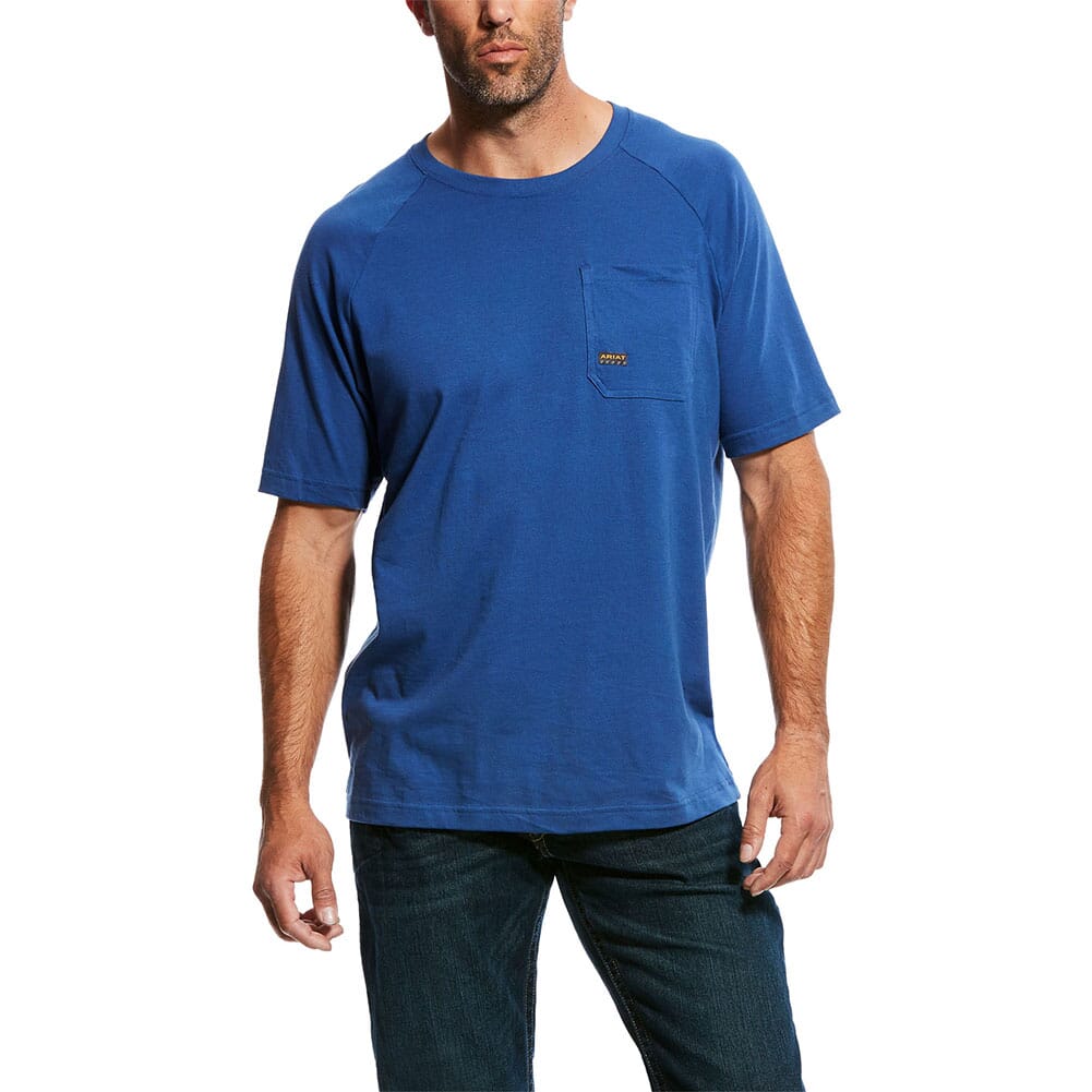 Image for Ariat Men's Rebar Cottonstrong SS Crew - Metal Blue from bootbay