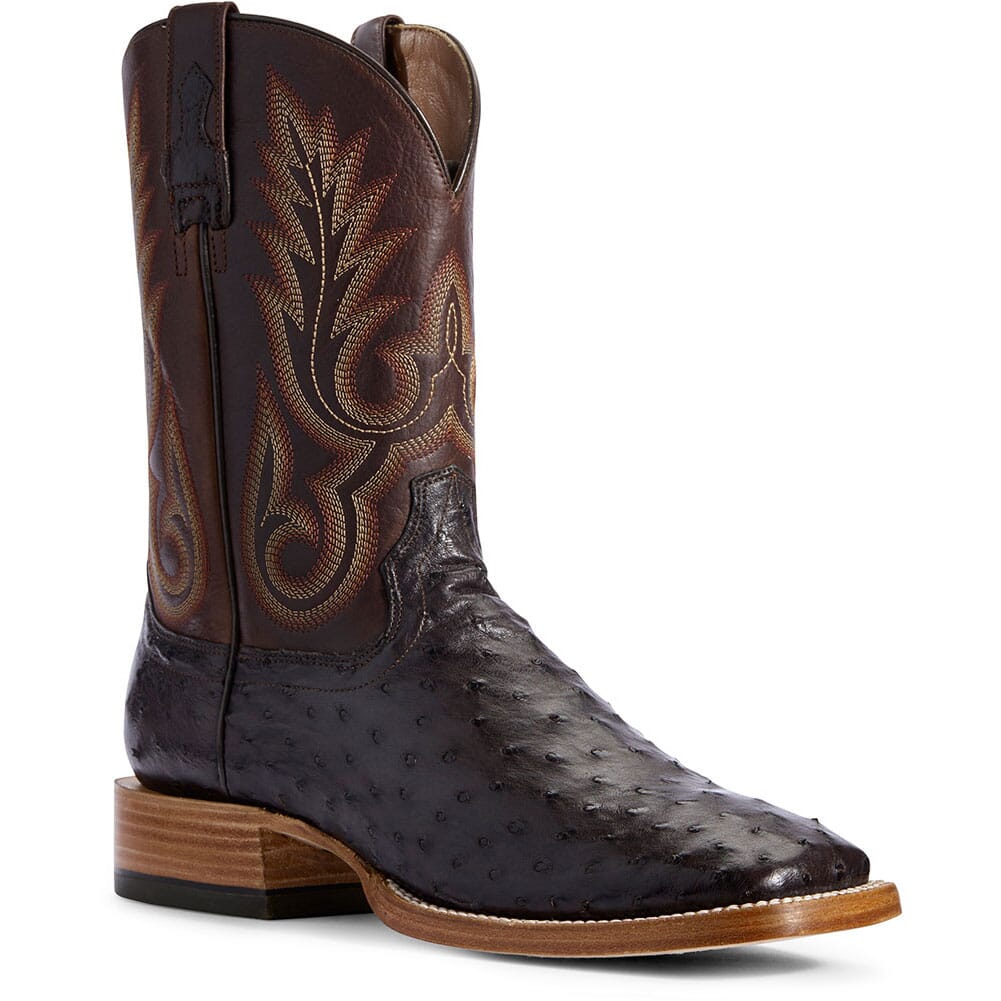 Image for Ariat Men's Barker Full Quill Ostrich Western Boots - Dark Brown from elliottsboots