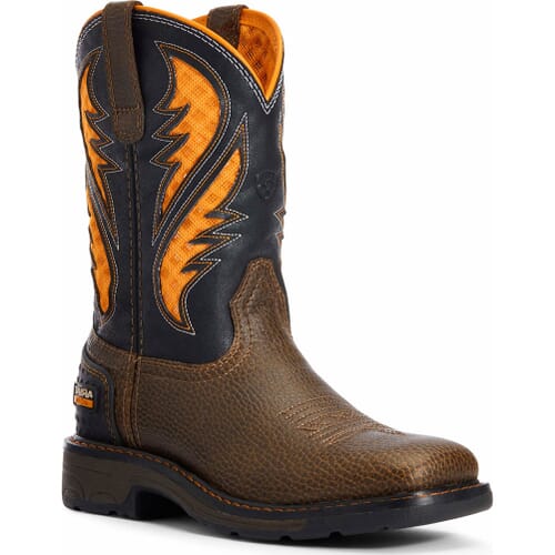 Image for Ariat Kid's VentTEK Western Boots - Cocoa/Work Orange from elliottsboots