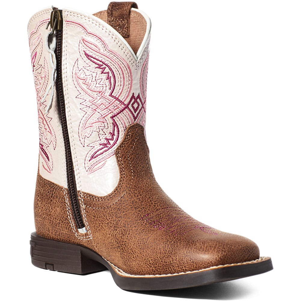 Image for Ariat Kid's Double Kicker Western Boots - Adobe Tan/Pink from elliottsboots