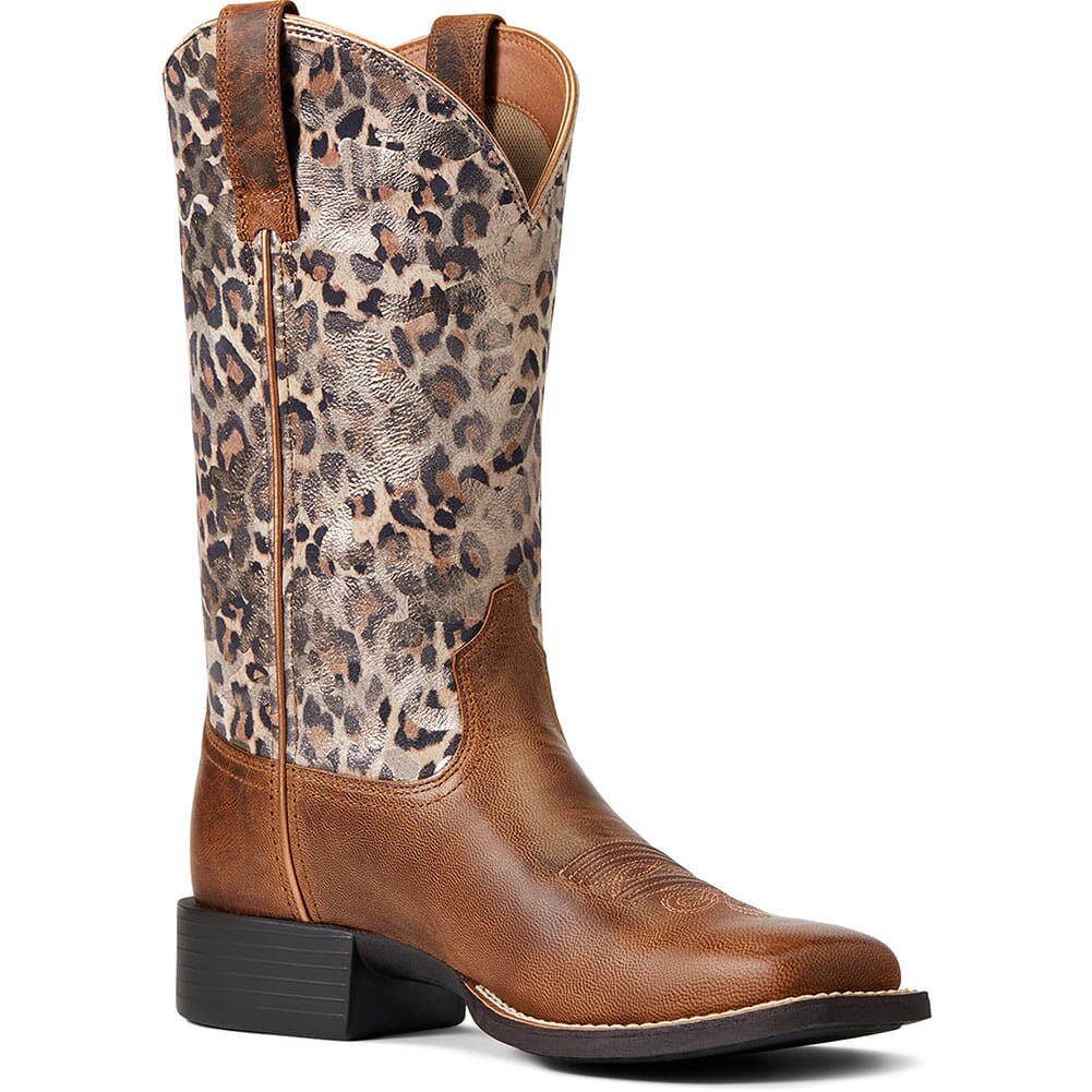 Image for Ariat Women's Round Up Western Boots - Brown/Metallic Leopard from elliottsboots
