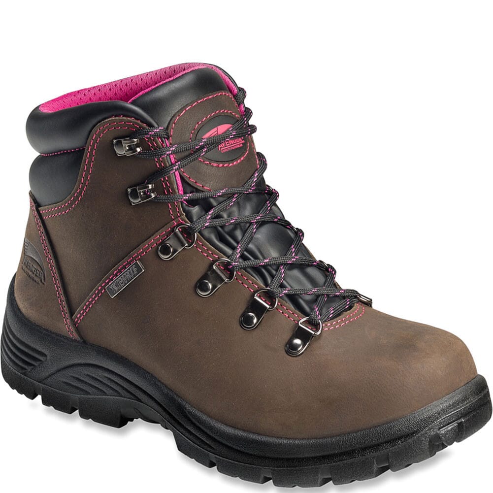 Image for Avenger Women's Slip Resistant EH Work Boots - Brown/Pink from bootbay