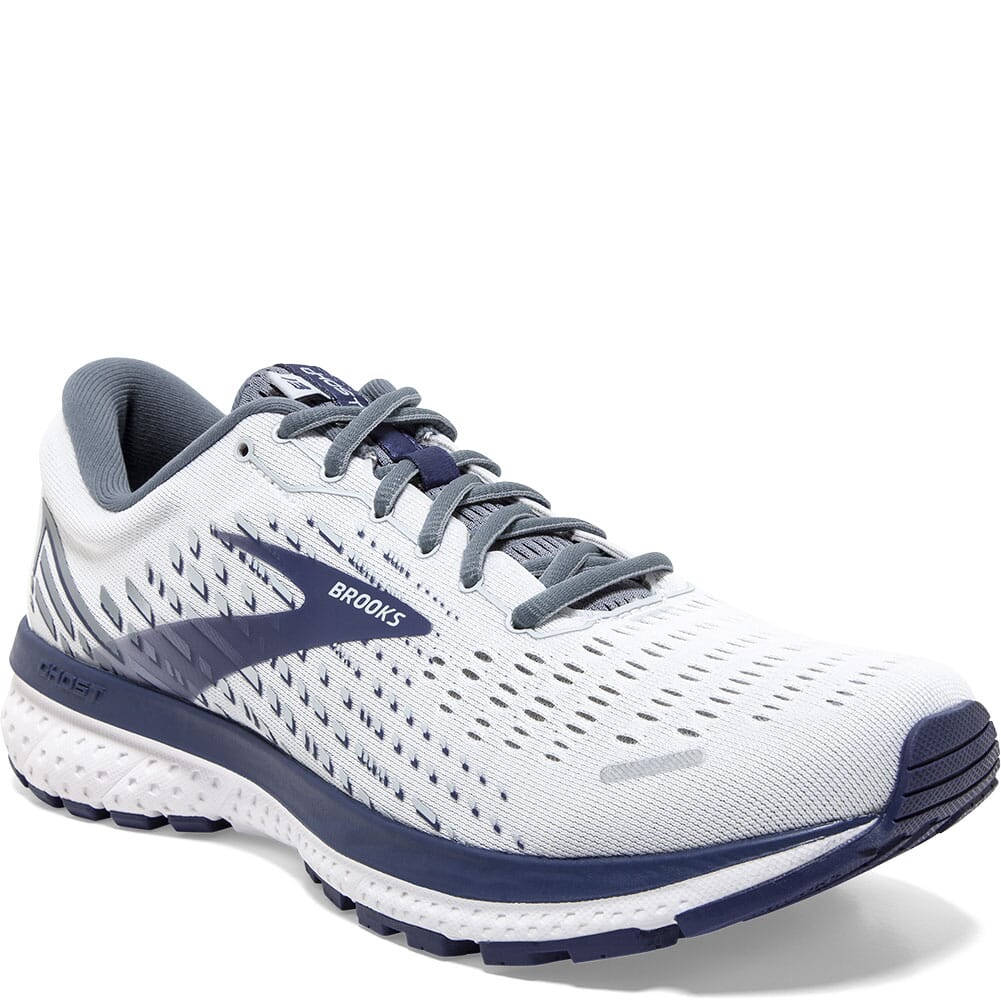 Brooks Men's Ghost 13 Road Running Shoes - White/Grey/Deep Cobalt ...