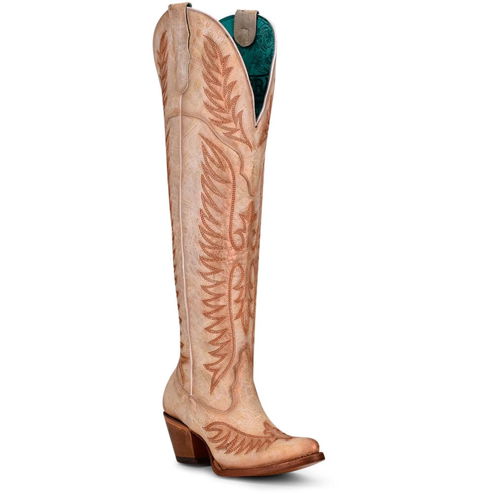 Image for Corral Women's Tall Top Embroidery Western Boots - White from elliottsboots